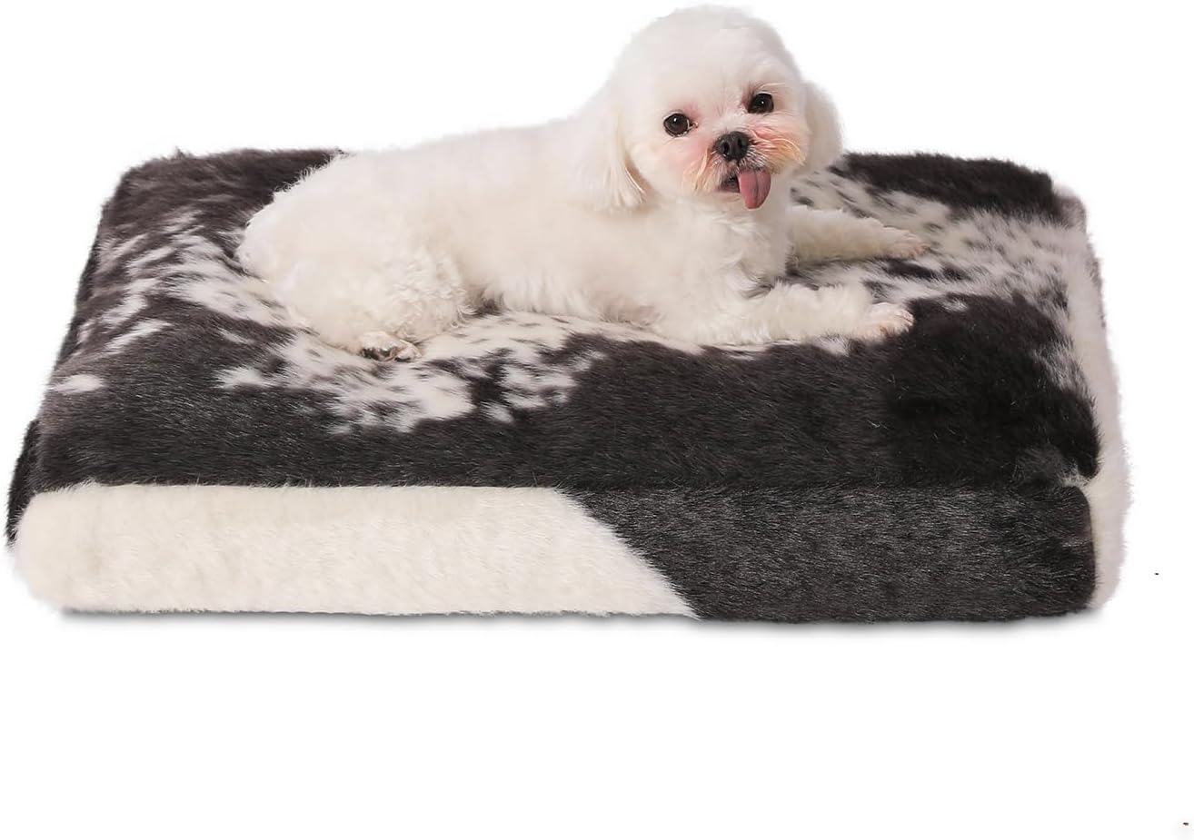 Bedfolks Waterproof Dog Crate Bed, Plush With Removable Washable Cover, Faux Fur Crate Pad for Medium Dogs, Fluffy Kennel 29"x21", Dark Grey