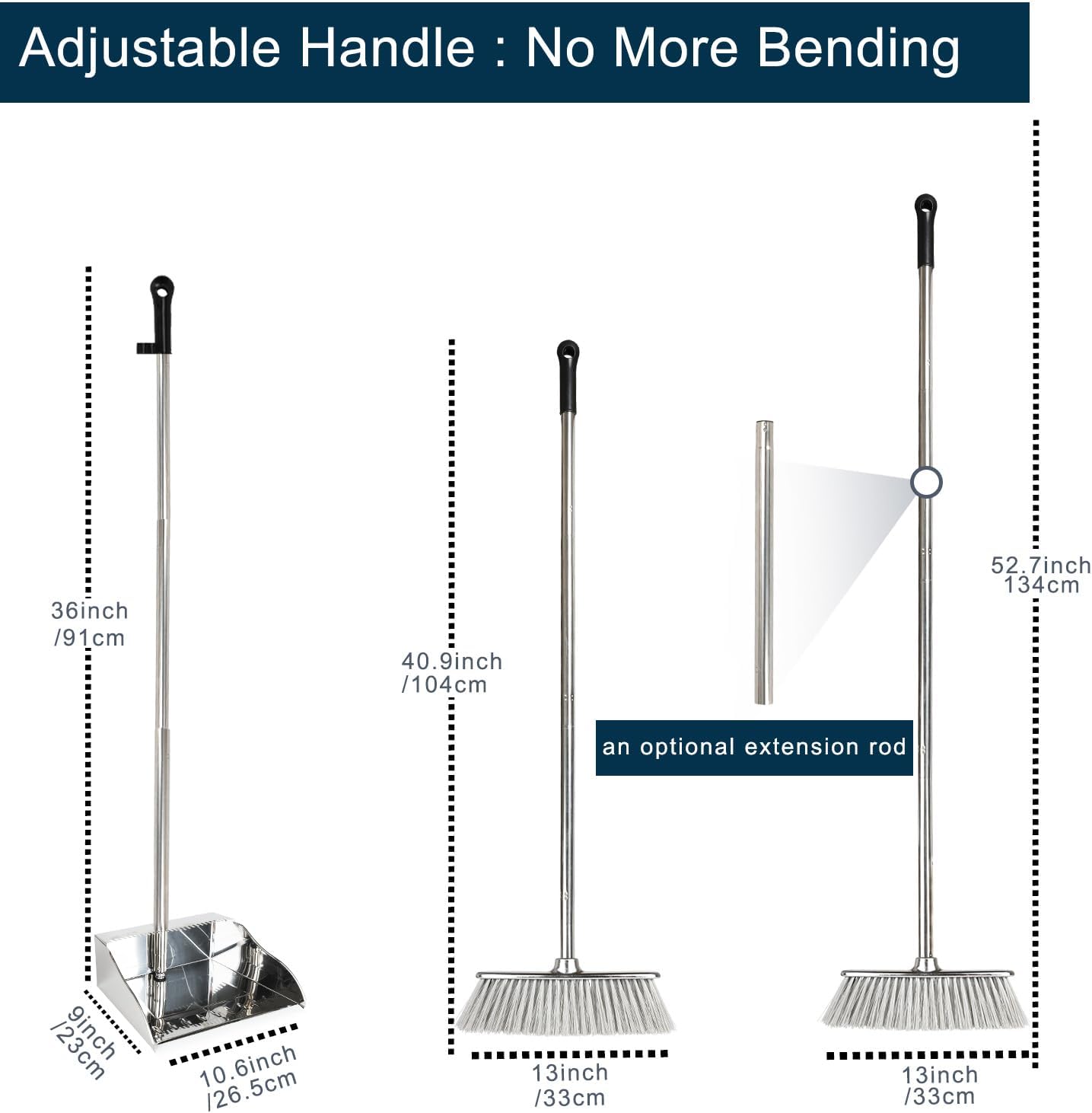 Indoor Soft Bristles Angle Sweeping Broom with Long Handle for Kitchen Hardwood Floor Cleaning