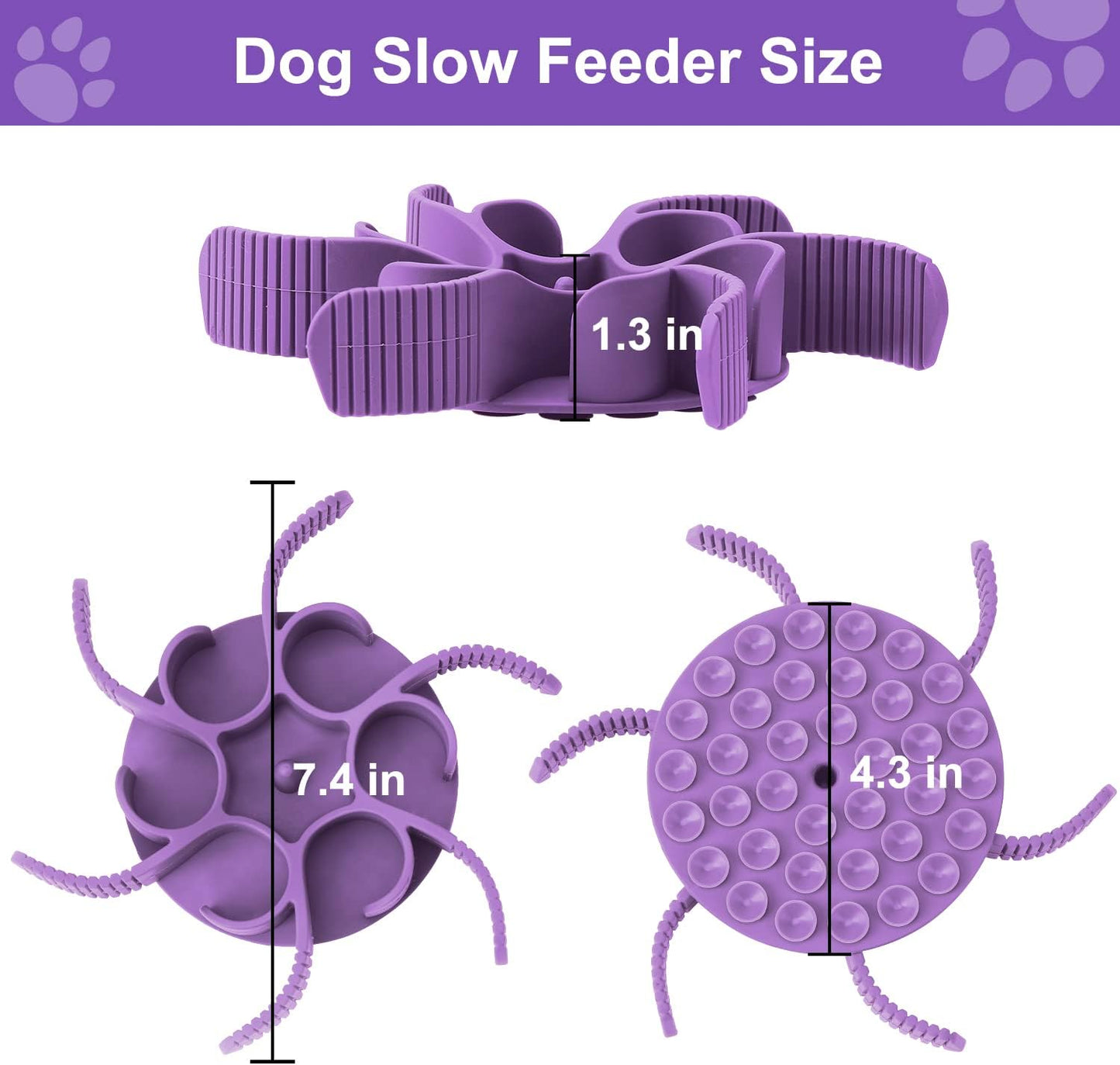 Anipaw Dog Slow Feeder Bowls Silicone Spiral Pet Food Feeder Insert to Slow Down Eating for Large Medium Small Breed Dogs Perfect with Stainless Steel Glass Ceramic Pet Bowls (Grey)