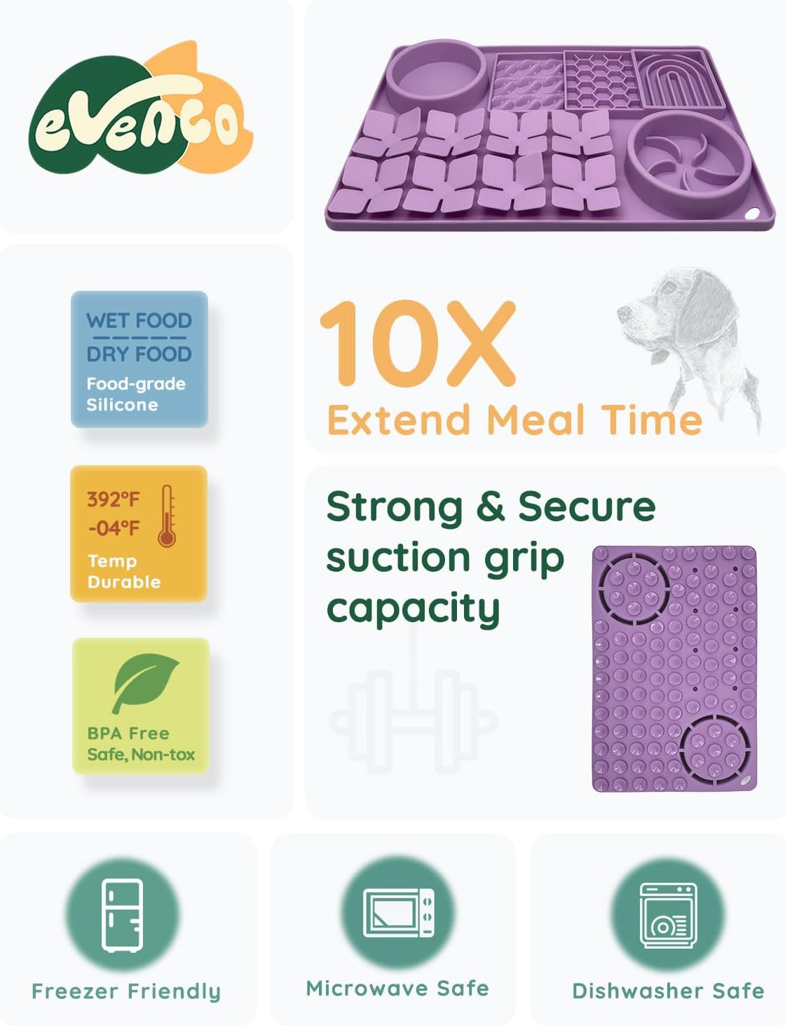 Slow Feeder Bowl, Silicone Lick Mat with Suction Cups for Dog Cat, Snuffle Mat for Pet Smell Training, Puzzle Toys for Bored Puppy, Interactive Sniff Mat for Slow Eating and Keep Busy, Green
