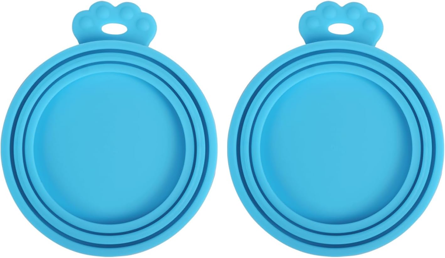 PetBonus 3 Pack Silicone Pet Can Cover Lids, Universal Size for Dog Cat Food, 1 fit 3 Standard Size Can Tops, BPA Free Dishwasher Safe (Blue, Green, Orange)