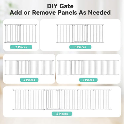 COMOMY 198" Baby Gate Extra Wide, Dog Gate Pet Gate for House Stairs Doorways Fireplace, 3 in 1 Play Yard Child Safety Gate, Auto Close, Hardware Mounted (30" Tall, Black)
