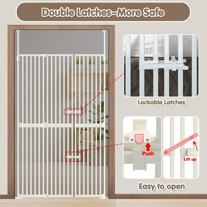 71" Extra Tall Cat Gate for Doorway,34"-37" Wide Pet Gate Pressure Mounted Walk Through Swing Auto Close Safety Dog Gates for Indoor, Stairs,Hallway