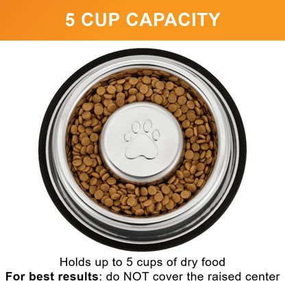 Neater Pet Brands Stainless Steel Slow Feed Dog Bowl for Fast Eating Large Breed, Metal Slow Feeder Dog Bowl Fits in Large Neater Feeders, for Puppy or Dogs (>40 lbs), 3 Cup Food Capacity