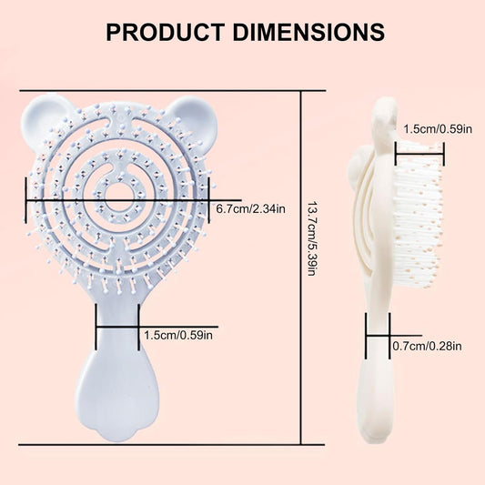 Cat-Ear Design Puppy Brush, Gentle Soft-Bristle Small Dogs Plastic Detangling Grooming Tool, Fit for Yorkie Shih Tzu Maltese Maltipoo (Light Pink)