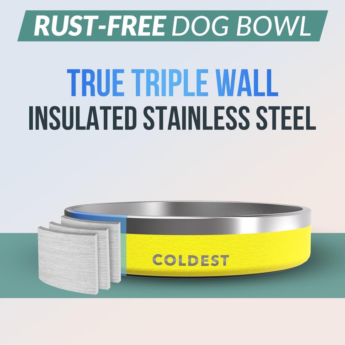 Coldest Dog Bowl - Anti Rust Metal, Non Slip, 3 Layers Insulated Stainless Steel Dog Bowls - Spill Proof & Heavy Duty - Water Bowl for Dogs, Cats & Pets, Dish Washer Safe (21 oz, Stealth Black)