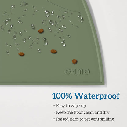 OHMO - Cat Food Mat, Silicone Pet Feeding Mat for Floor Non-Skid Waterproof Dog Water Bowl Tray, Easy to Clean Pet Placemat (Erythrinus, 18 * 9.8'')