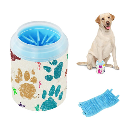 Dog Paw Cleaner Cups for Dogs Pet Foot Washer Paw Scrubber for Medium Small Dogs Cats Cleaning Cup Cute Yellow Fiesta Guitars Cacti and Ethnic Birds