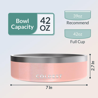 Coldest Dog Bowl - Anti Rust Metal, Non Slip, 3 Layers Insulated Stainless Steel Dog Bowls - Spill Proof & Heavy Duty - Water Bowl for Dogs, Cats & Pets, Dish Washer Safe (21 oz, Stealth Black)