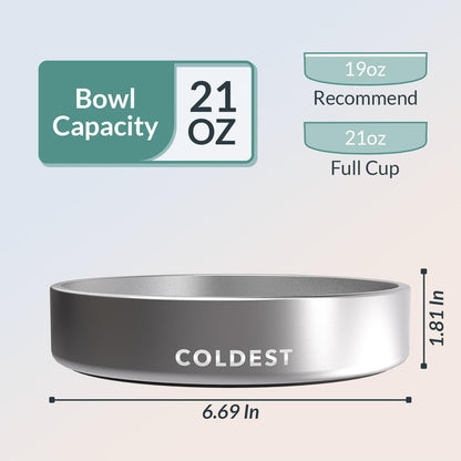 Coldest Dog Bowl - Anti Rust Metal, Non Slip, 3 Layers Insulated Stainless Steel Dog Bowls - Spill Proof & Heavy Duty - Water Bowl for Dogs, Cats & Pets, Dish Washer Safe (21 oz, Stealth Black)