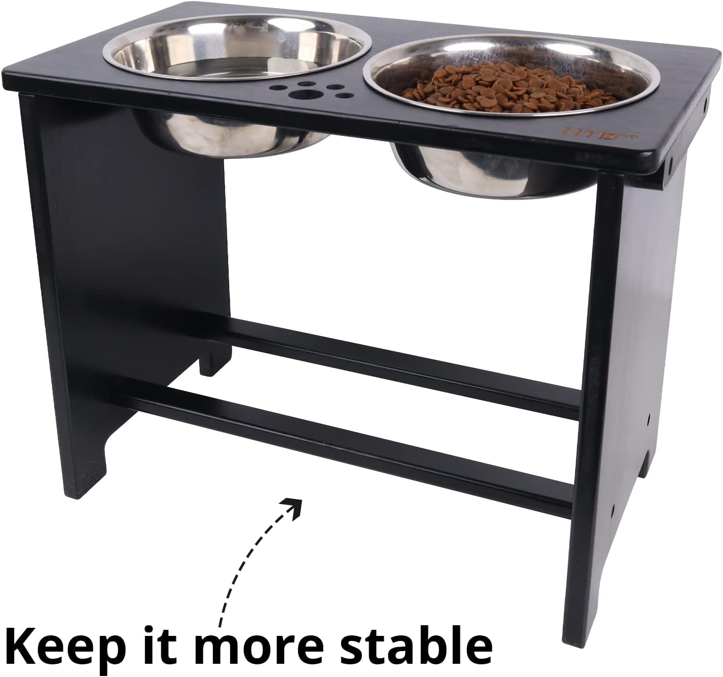 HTB Elevated Dog Bowls,Raised Dog Bowl Stand with 2 Stainless Steel Bowls,Elevated Raised Dog Bowls for Large Medium Small Sized Dogs