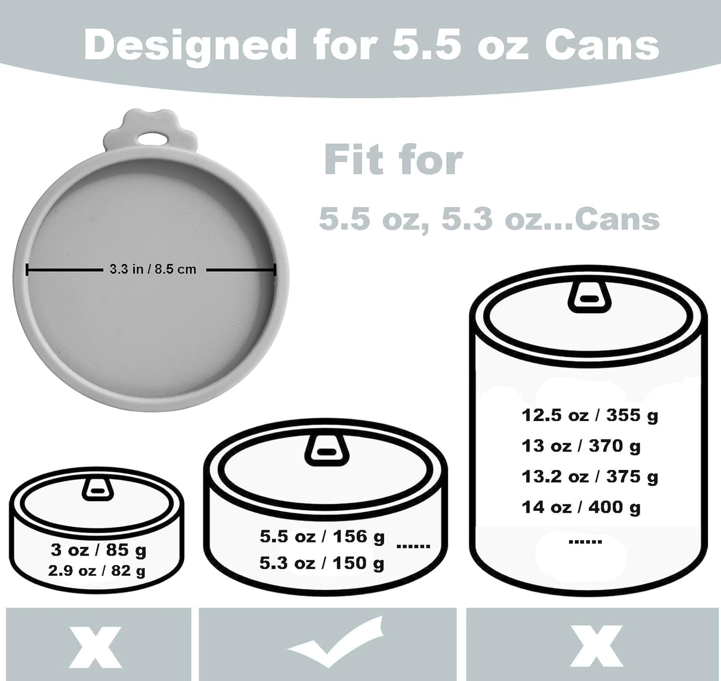 COMTIM Cat Food Can Covers Lids for 5.5 oz Cans, 2 Pack Silicone Cat Food Can Lids for 5.5 oz 5.3 oz Cans...Pet Food Can Covers Reusable Can Toppers Savers for Wet Food