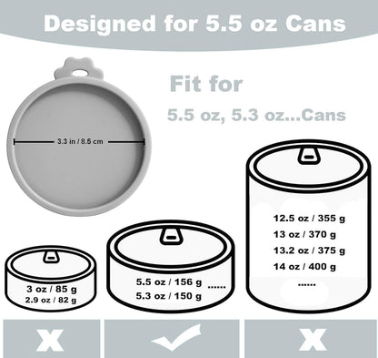 COMTIM Cat Food Can Covers Lids for 5.5 oz Cans, 2 Pack Silicone Cat Food Can Lids for 5.5 oz 5.3 oz Cans...Pet Food Can Covers Reusable Can Toppers Savers for Wet Food