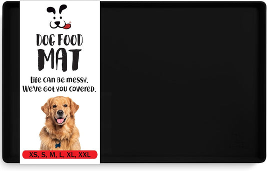 DogBuddy Dog Food Mat – Waterproof Dog Bowl Mat for Food and Water, Silicone Pet Feeding Mats for Floors, Non-Slip Placemat with High Edges for Dogs Bowls, Puppy Essentials (L: 24" x 16", Shadow)