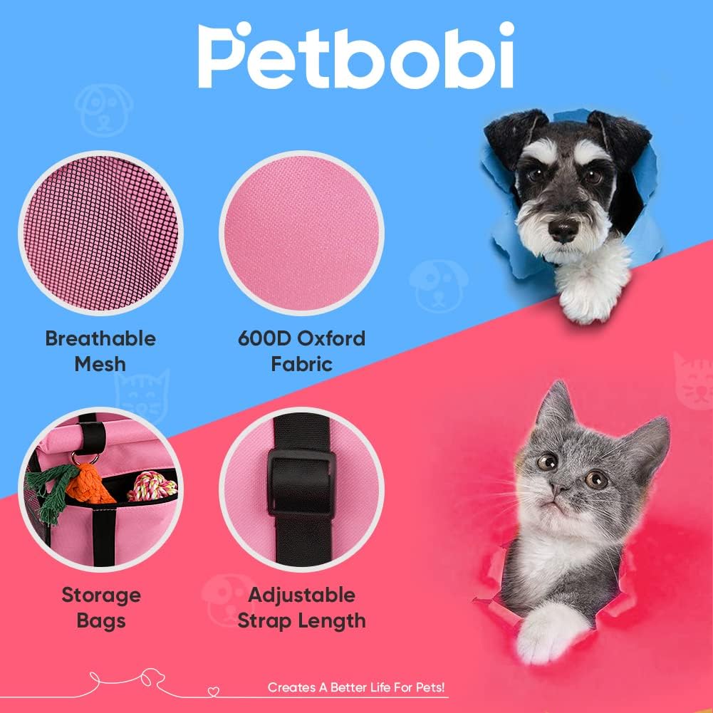 Petbobi Small Dog Car Seat, Dog Car Booster Seat for Small Medium Dogs 5-15 lbs, Foldable Front Seat Safety with Sturdy PVC Tube Frame, Breathable Mesh, Grey