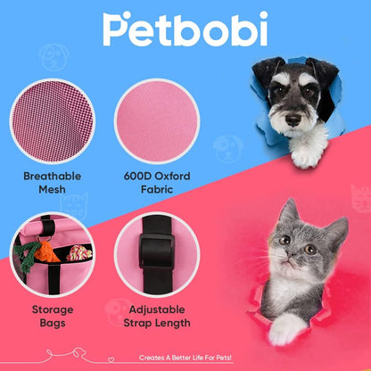 Petbobi Small Dog Car Seat, Dog Car Booster Seat for Small Medium Dogs 5-15 lbs, Foldable Front Seat Safety with Sturdy PVC Tube Frame, Breathable Mesh, Grey