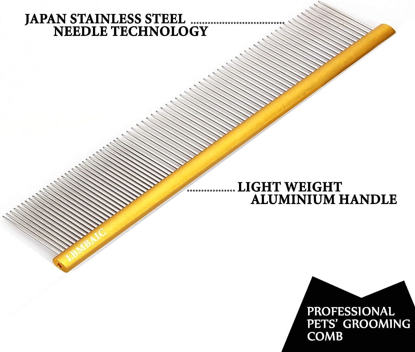 Metal Dog Grooming Comb for Shedding Tangles,Knots,Mats.Dog Combs With Long Wide Tooth for Long Thick Curly Hair Metal Pet Comb for Poodles and Goldendoodles Dematting.7.5INCHES.(Blue)