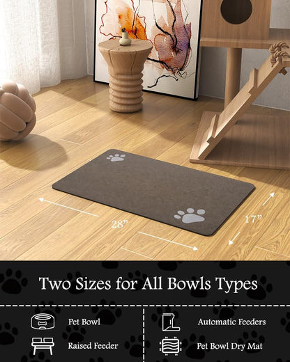 PADOOR Pet Feeding Mat-Absorbent Dog Mat for Food and Water Bowl-No Stains Easy Clean Dog Food Mat-Quick Dry Water Dispenser-Puppy Supplies Accessories