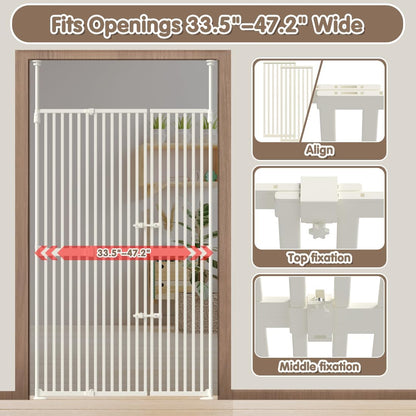 71" Extra Tall Cat Gate for Doorway,34"-37" Wide Pet Gate Pressure Mounted Walk Through Swing Auto Close Safety Dog Gates for Indoor, Stairs,Hallway