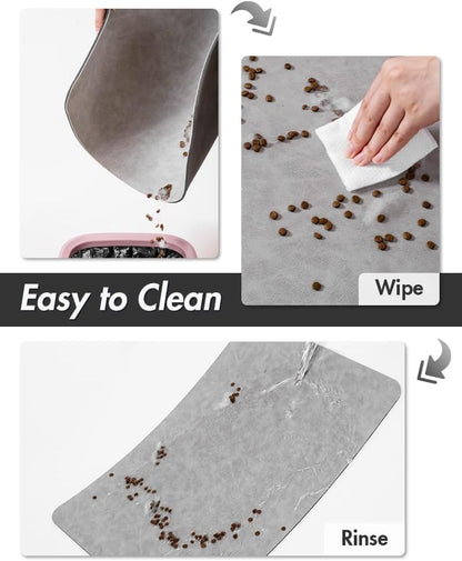 MontVoo Dog Food Mat-Pet Feeding Mat for Food and Water-No Stains Quick Dry Dispenser Cat Bowl Mat for Messy Drinkers(12"x19" Dark Grey)
