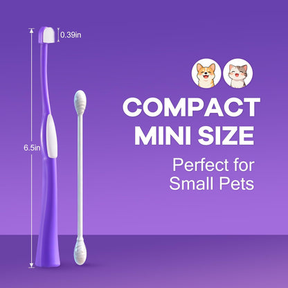 Deep-Clean Professional Pet Toothbrush – High-Efficiency Bristles & Hygienic Standing Base – 20° Ergonomic Grip Safe Daily Dental Care for Cats & Small Dogs, Blue