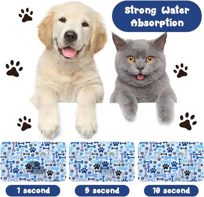 Dog Food Mats for Floors Waterproof, Pet Water Bowl Mats Pet Feeding Absorbent Placemats Plaid 12 * 20 inch