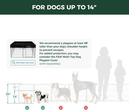 FXW Rollick Unleashed Dog Playpen for Indoor, Yard, RV Camping, 24 inch 8 Panels for Small and Puppy Dogs, Black│Patented