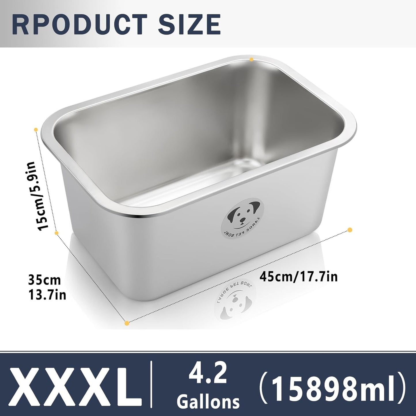Stainless Steel Dog Bowls for Large Dogs, High Capacity Metal Dog Food Bowls, Food and Water Bowl for Larges, X-Large, and Big Dogs 1.25 Gallons