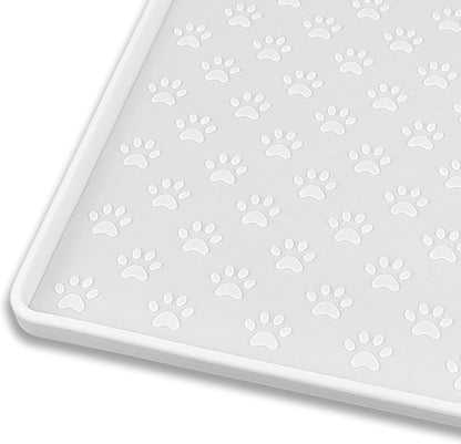 Ptlom Pet Placemat for Dog and Cat, Mat for Prevent Food and Water Overflow, Suitable for Small, Medium and Big Pet, 18" 12", Grey, Silicone