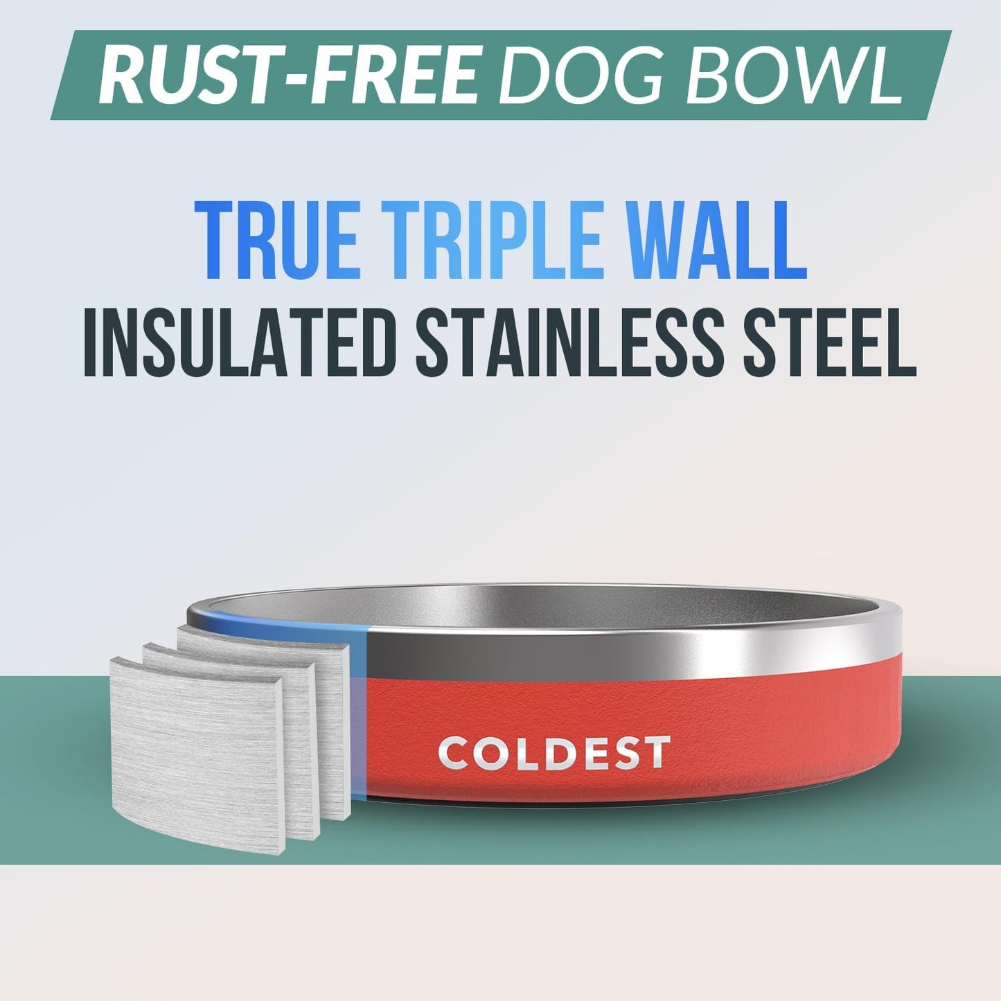 Coldest Dog Bowl - Anti Rust Metal, Non Slip, 3 Layers Insulated Stainless Steel Dog Bowls - Spill Proof & Heavy Duty - Water Bowl for Dogs, Cats & Pets, Dish Washer Safe (21 oz, Stealth Black)