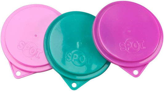 SPOT Pet Food Can Covers - Reusable Lids for Cat or Dog Food Tin -Fits 2.9 inch and 3.3 inch Diameter Cans, Fits Most Canned Foods - Durable, Easy to Use - Keeps Food Fresh - 3 Pack, Assorted Colors