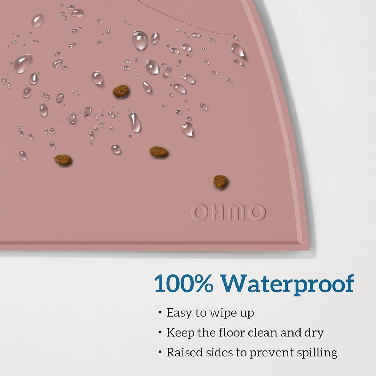 OHMO - Cat Food Mat, Silicone Pet Feeding Mat for Floor Non-Skid Waterproof Dog Water Bowl Tray, Easy to Clean Pet Placemat (Erythrinus, 18 * 9.8'')