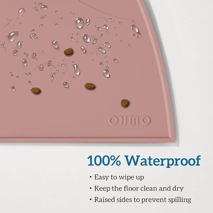 OHMO - Cat Food Mat, Silicone Pet Feeding Mat for Floor Non-Skid Waterproof Dog Water Bowl Tray, Easy to Clean Pet Placemat (Erythrinus, 18 * 9.8'')