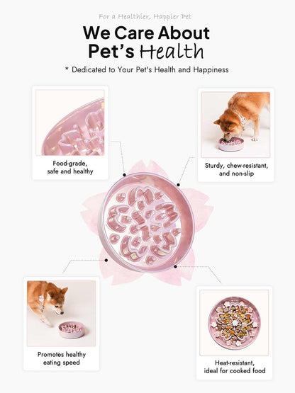 LE TAUCI Dog Bowls Slow Feeder Ceramic, 1.5 Cup Slow Feeding Bowl for Small and Medium Breed, Puzzle Dog Food Bowl for Fast Eater, Maze Purple