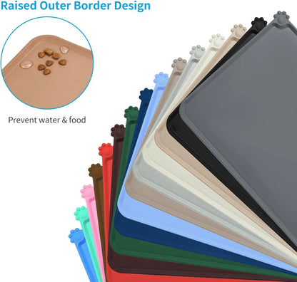 AUDWUD Silicone Waterproof Pet Feeding Mats,Anti Slip Bowl Pad,Dog Mat for Food and Water