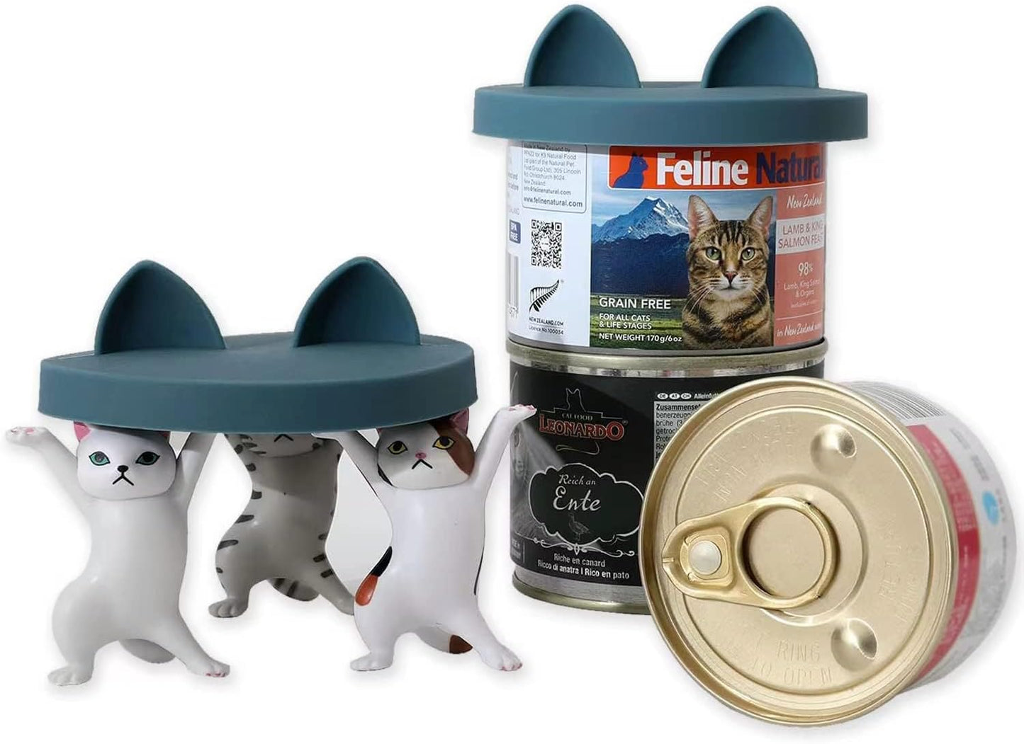 OHMO 2 Pack Dog Food Can Lids, (3, 12, 14oz etc.) Universal Size BPA Free Silicone Covers for Cat and Pet Food, Light Green