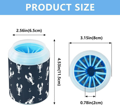 Lobsters Black Pattern Dog Paw Cleaner Cup with Soft Silicone Brush, Lightweight Small Portable Muddy Paw Washer for Dogs, Easy to Use Pet Foot Cleaner
