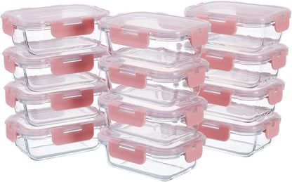 GULFLIN 24-Piece Small Glass Food Storage Containers with Lids Airtight, 1.5 Cup Meal Prep Containers Set, Microwave&Dishwasher Safe, Leak-Proof, BPA-Free, Grey