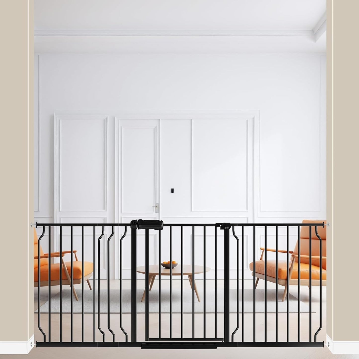 ALLAIBB Extra Wide Pressure Mount Baby Gate Auto Close Metal Child Dog Pet Safety Gates with Walk Through for Stairs,Doorways,Kitchen and Living Room (62.02-66.93"/158-170cm)