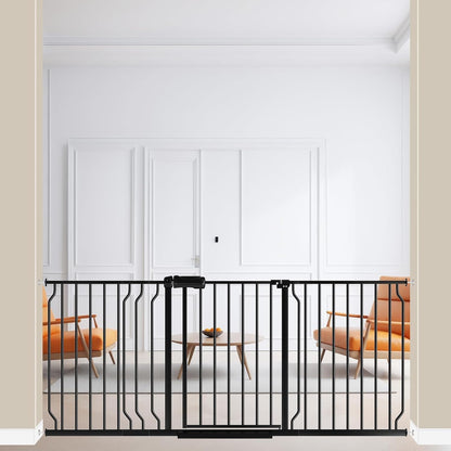 ALLAIBB Extra Wide Pressure Mount Baby Gate Auto Close Metal Child Dog Pet Safety Gates with Walk Through for Stairs,Doorways,Kitchen and Living Room (62.02-66.93"/158-170cm)