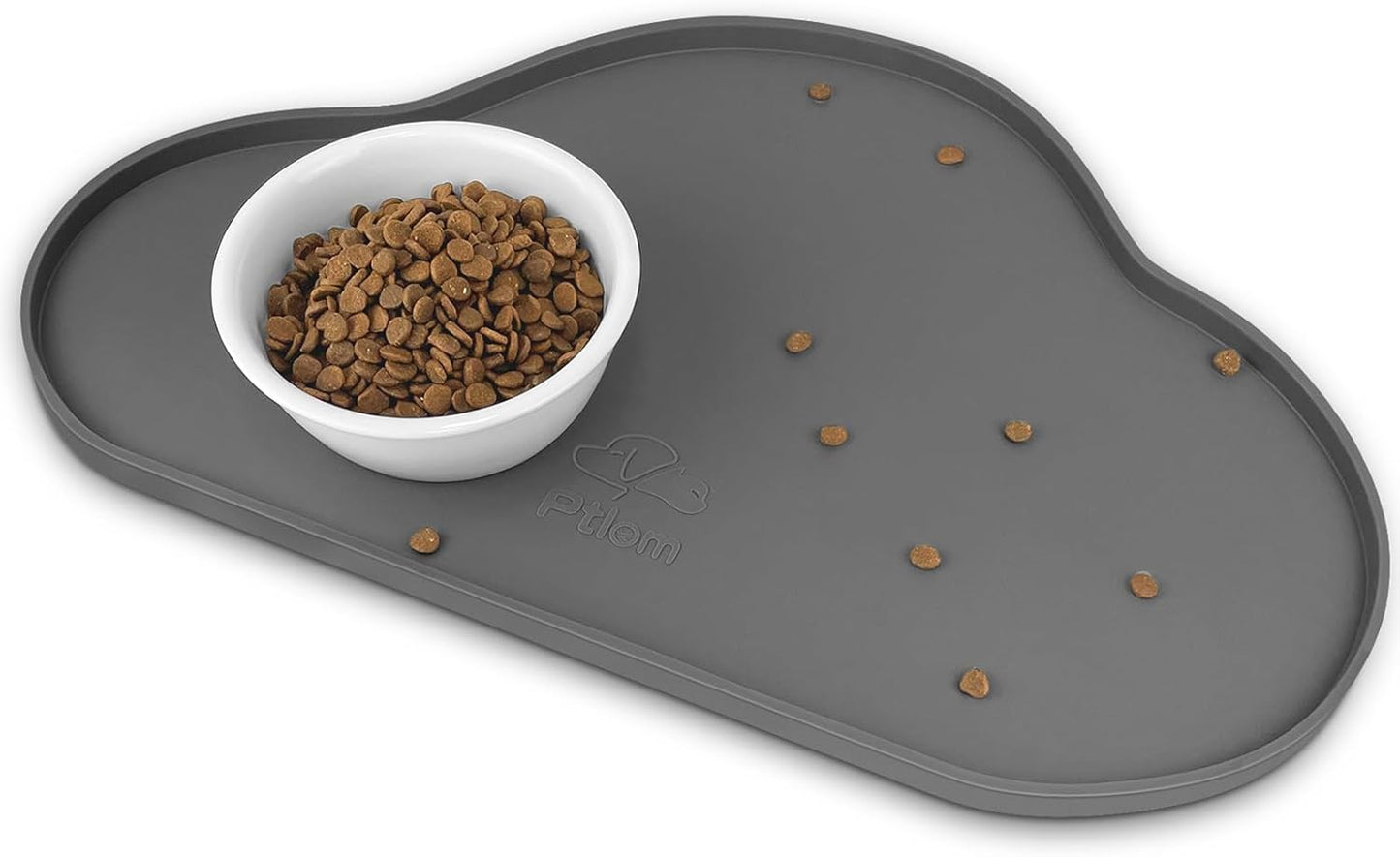 Ptlom Silicone Pet Placemat for Dogs and Cats, Non-Slip Waterproof Dog Feeding Bowl Mats for Food and Water, Small Medium Large Pet Puppy Tray Mat Prevent Residues from Spilling onto The Floor, Beige
