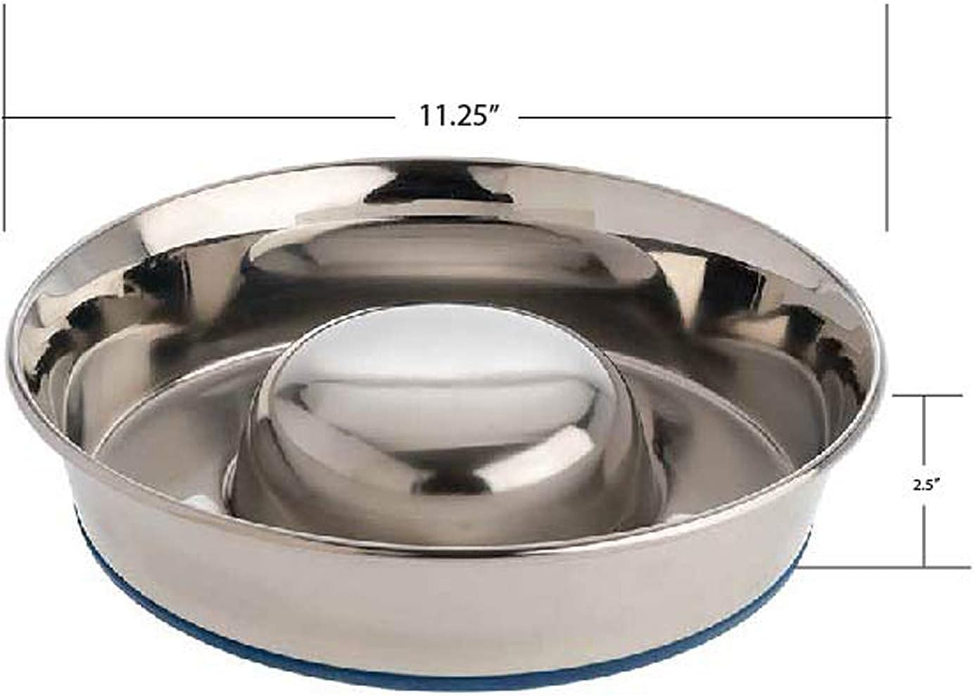 OurPet's DuraPet Slow Feed Premium Stainless Steel Dog Bowl, Silver (2040010301)