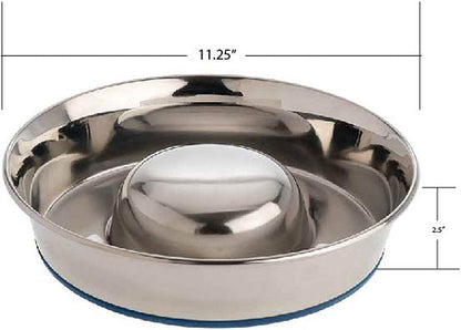 OurPet's DuraPet Slow Feed Premium Stainless Steel Dog Bowl, Silver (2040010301)