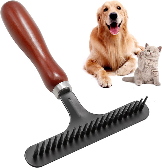 MDEOOSKY 2-in-1 Pet Grooming Tool and Carpet Rake, Handheld Rug Groomer for Matted & Dog Cat Hair Cleaner for Short Pile Rugs, Easy Clean (Black)