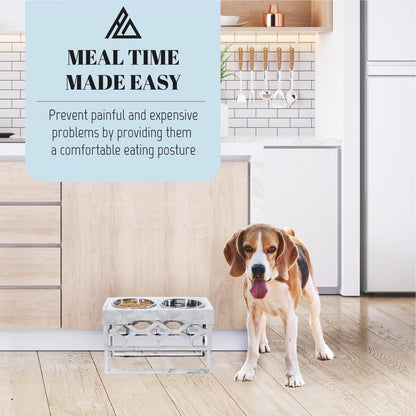 AVERYDAY Elevated Dog Bowls, 4 Height Adjustable Stand for Medium and Large Dogs, Raised Dog Feeder Holder with 2 Stainless Steel Food and Water Bowls, Anti-Slip Base Tall Feeding Station