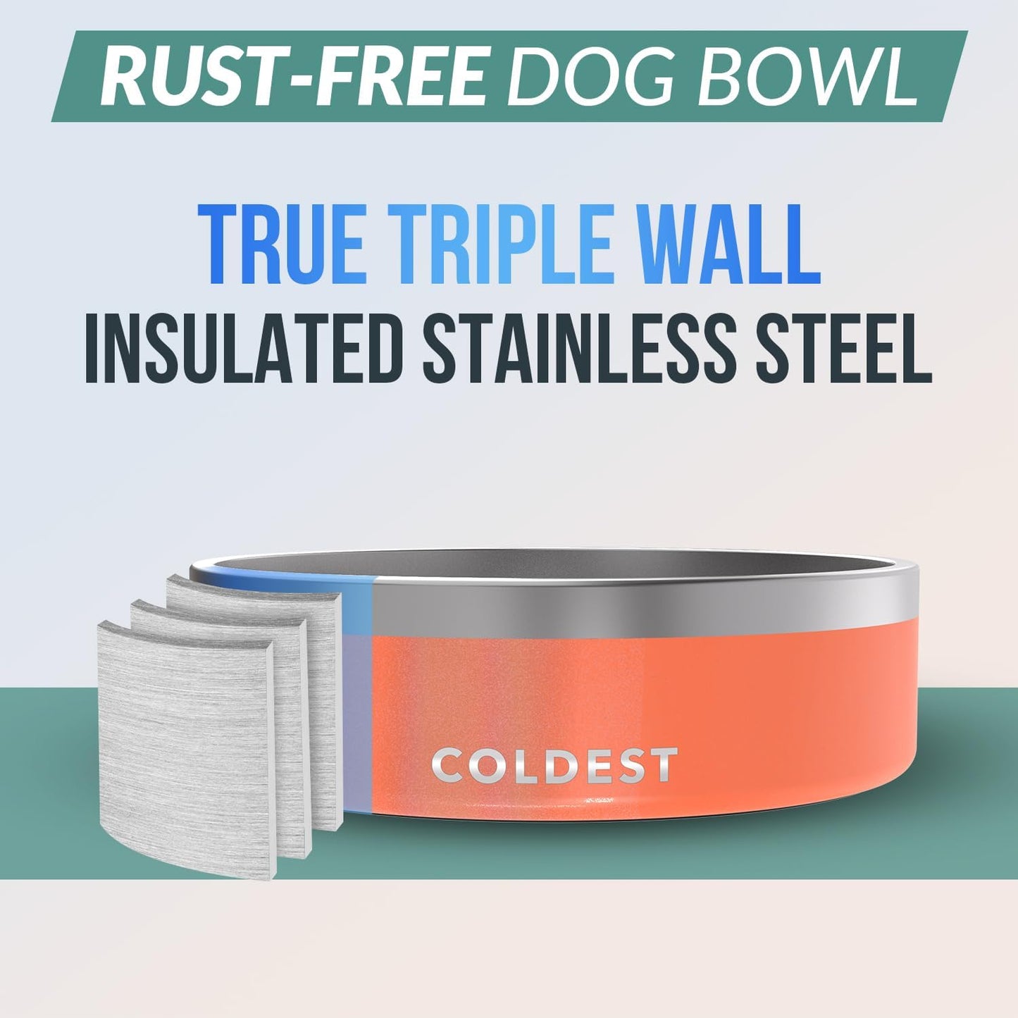 Coldest Dog Bowl - Anti Rust Metal, Non Slip, 3 Layers Insulated Stainless Steel Dog Bowls - Spill Proof & Heavy Duty - Water Bowl for Dogs, Cats & Pets, Dish Washer Safe (21 oz, Stealth Black)