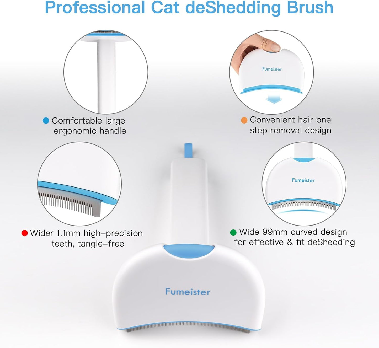 Pet Undercoat Deshedding Tool for Dogs - Wide Curved Undercoat Brush for Effortless Pet Deshedding, Loose Hair Remover for Dogs & Cats (Blue)