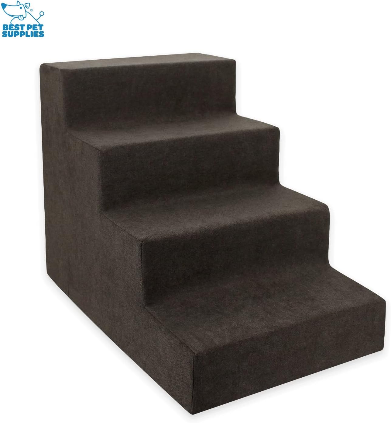 Best Pet Supplies Dog Stairs & Steps - Foam Steps for Small Dogs & Cats, Non-Slip Indoor Balanced Pet Step Support, Dog Ramp, No Assembly, Ash Gray Linen, 2-Step (12-inch Height)