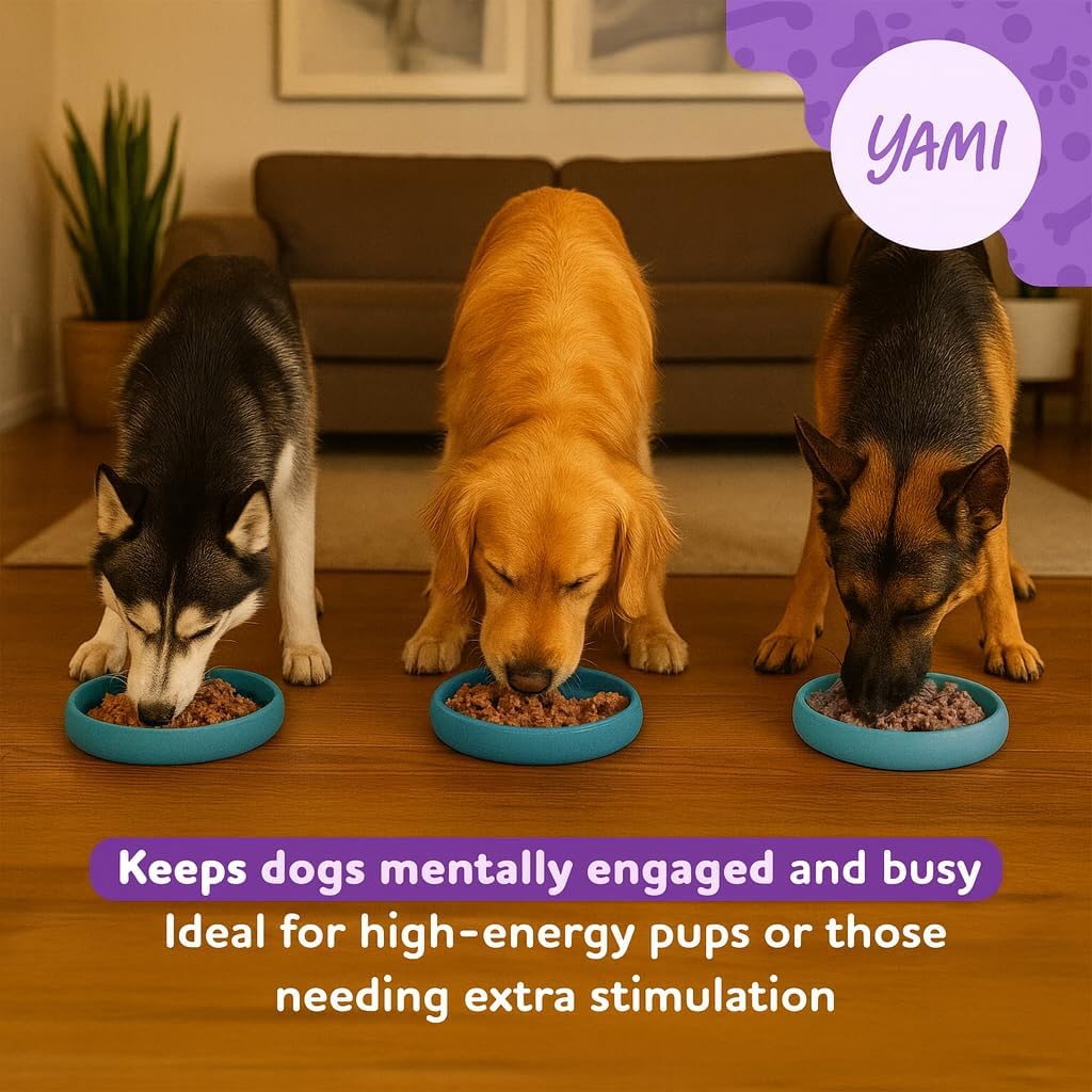 YAMI Dog Lick Bowl, Lick Mat for Dogs, Wet Food Cat Slow Feeder, Freeze Bowl, Enrichment & Puzzle Toy for Anxiety Relief, Food-Grade Silicone, Suction Cups, Dishwasher Fit, for All Breed (Light Gray)