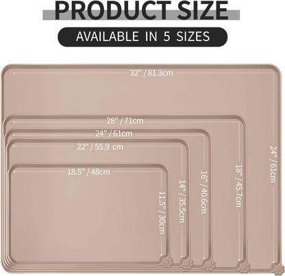 Reopet Waterproof Pet Feeding Mat, Non-Slip Silicone Placemats for Dog Cat Food and Water Bowl, High Raised Edges to Prevent Spills and Protect Floors